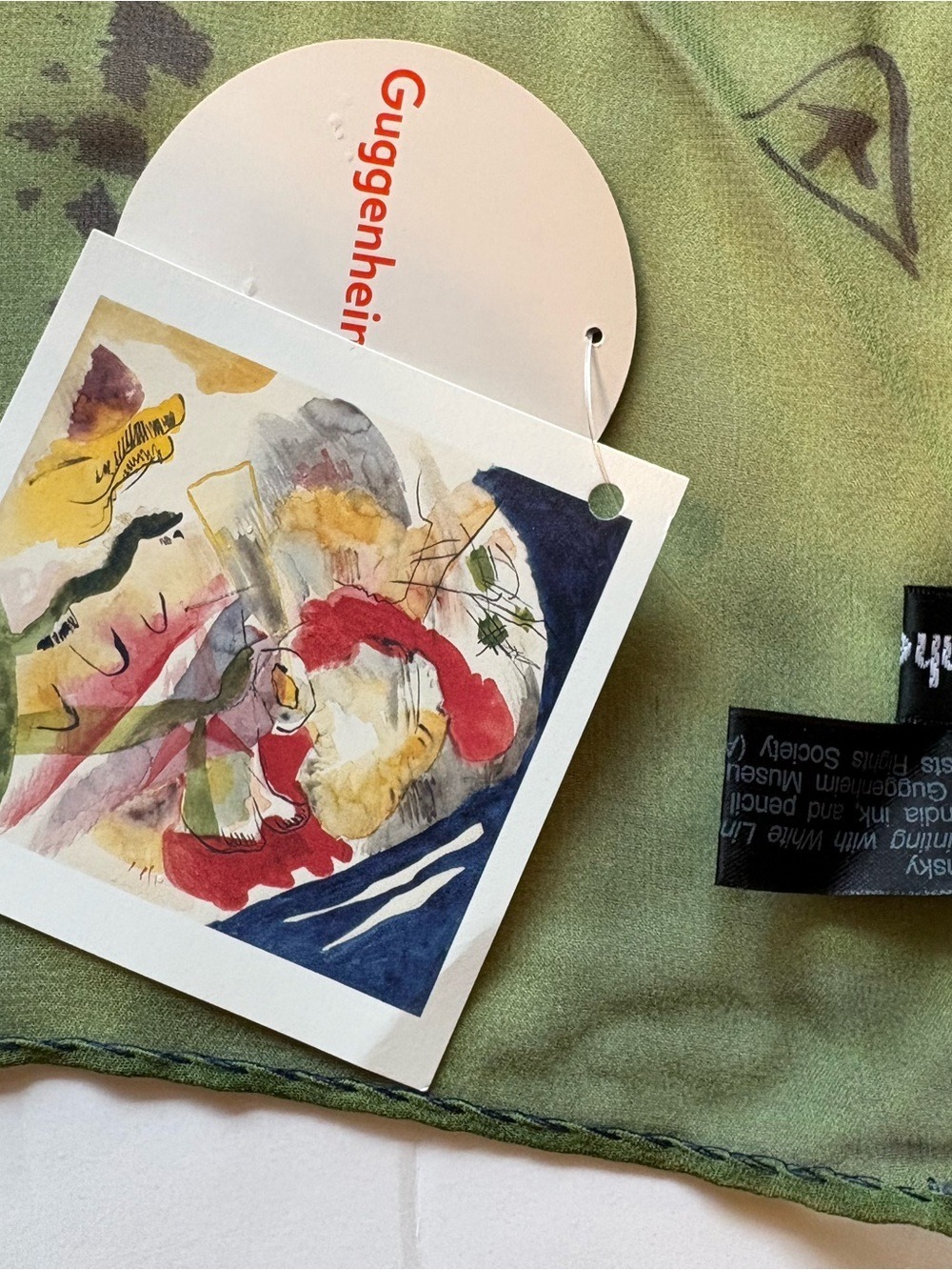 Guggenheim Museum Colorful Artist Abstract Watercolor Floral Silk Wrap Scarf - Picture 6 of 13